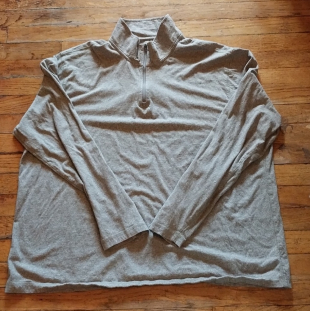 Ocean + Coast 100% cotton Men's long-sleeved gray mock turtle neck zip shirt XXL